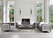 Heiberoll (Gray) Gray velvet faux diamond trim classic sofa