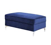 Blue velvet upholstery contemporary design ottoman