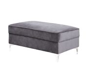Bovasis (Gray) O Gray velvet upholstery contemporary design ottoman