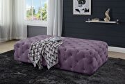 Qokmis (Purple) O Purple smooth velvet upholstery button-tufted design ottoman
