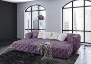 Qokmis (Purple) Purple smooth velvet upholstery button-tufted design sectional sofa