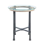 Tempered glass table top & sandy gray finish legs end table