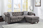 Brown fabric upholstery button tufted reversible sectional sofa main photo