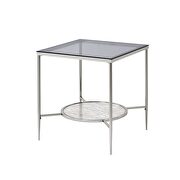 Tempered glass top / metal frame with chrome finish end table