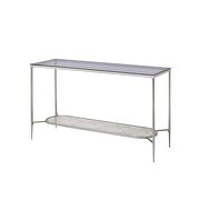 Tempered glass top / metal frame with chrome finish sofa table