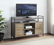 Baina Rustic oak & black finish metal rectangular TV stand