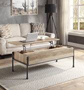 Oak & sandy black finish lift top rectangular coffee table main photo