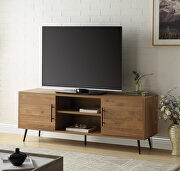 Wafiya (Rustic) Rustic wood base & black finish legs rectangular TV stand