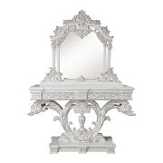 Antique white finish intricate moldings console table main photo
