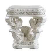 Antique white finish intricate moldings end table