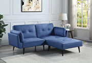 Blue fabric upholstery adjustable sofa and ottoman main photo