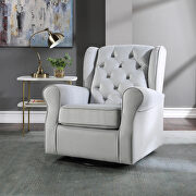 Gray fabric button tufted swivel chair main photo