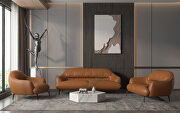 Leonia (Cognac) Cognac leather and sturdy base contemporary style sofa