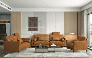 Saddle tan high-quality leather contemporary style sofa main photo