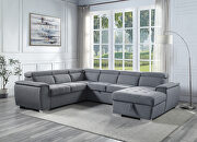 Gray fabric upholstery sleeper sectional sofa with pull-out bed main photo