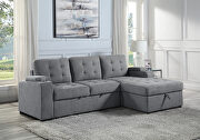 Gray fabric upholstery sleeper sectional sofa with storage main photo