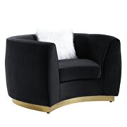 Black velvet upholstery and gold detail on the base chair