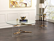 Tempered glass top and gold finish base round coffee table main photo