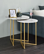 Garo Faux marble top and gold finish round nesting table set