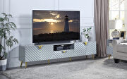 Gray high gloss finish wave pattern design TV stand main photo