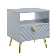 Gray high gloss finish wave pattern design end table