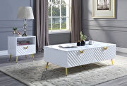 White high gloss finish wave pattern design coffee table main photo