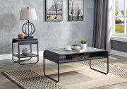 Concrete gray finish top and shelf & black finish base coffee table main photo
