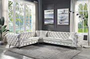 Beige fabric upholstery button-tufted modern sectional sofa main photo