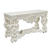 Antique white finish curved legs sofa table