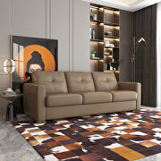Noci (Khaki) Khaki leather button tufted queen size sleeper sofa