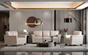 Beige leather sleek silhouette modern style sofa main photo