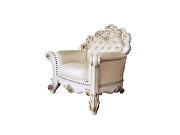 Vendom C Champagne pu & antique pearl finsih button tufted chair