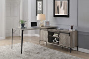 Zakwani (Gray) Gray oak & black finish l-shape writing desk