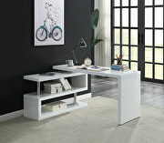 Buck IV High gloss white finish writing desk with swivel function