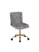 Gray faux fur padded seat & back swivel office chair main photo