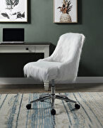 Arundell II (White) White faux fur padded seat & back & gold finish base office chair
