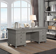 Gustave (Gray) Gray oak finish ornamental trims wooden desk