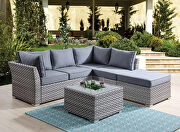Gray finish modern patio sectional and cocktail table set main photo
