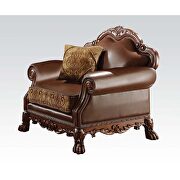 Brown pu/ cherry oak finish traditional chair