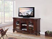 Brown cherry finish TV stand in traditional style main photo