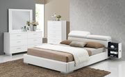 White  leather upholstered bed w/ pullout drawer main photo