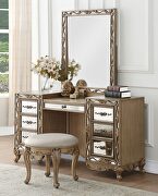 Antique gold vanity desk, stool and mirror main photo