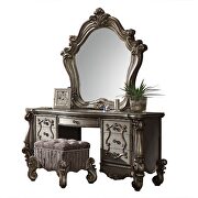 Versailles (Platinum) Antique platinum intricate wood carvings vanity desk