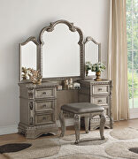 Antique silver vanity desk and stool main photo