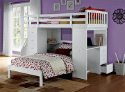 White loft bed & bookcase ladder main photo