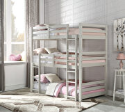 Ronnie (Gray) Light gray triple twin bunk bed