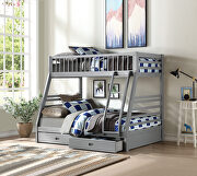 Jason (Gray) Gray twin / full bunk bed w/2 drawers