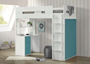 Nerice (Teal) White & teal loft bed