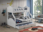 White twin/full bunk bed w/storage