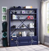 Blue finish bookshelf & ladder main photo